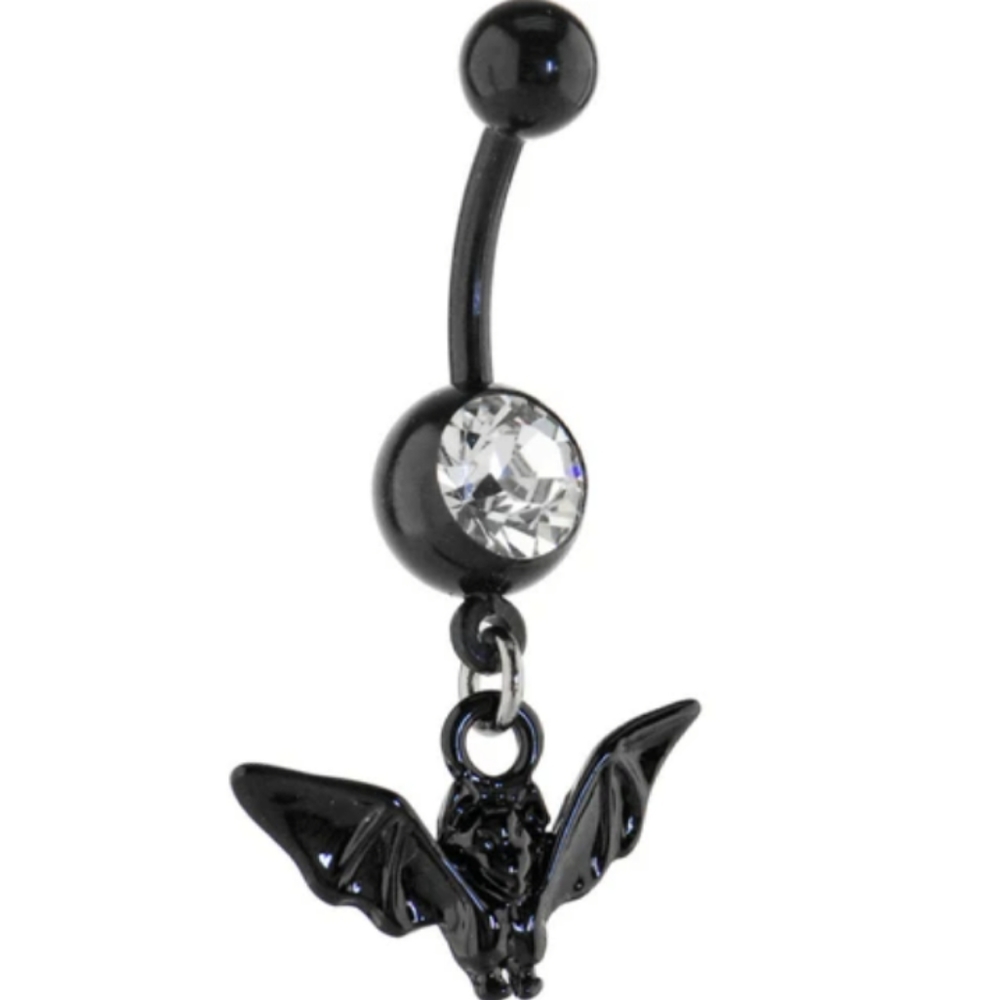 Body Candy Bioplast Black Bat Dangle Belly Ring